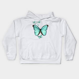 Teal Butterfly Kids Hoodie